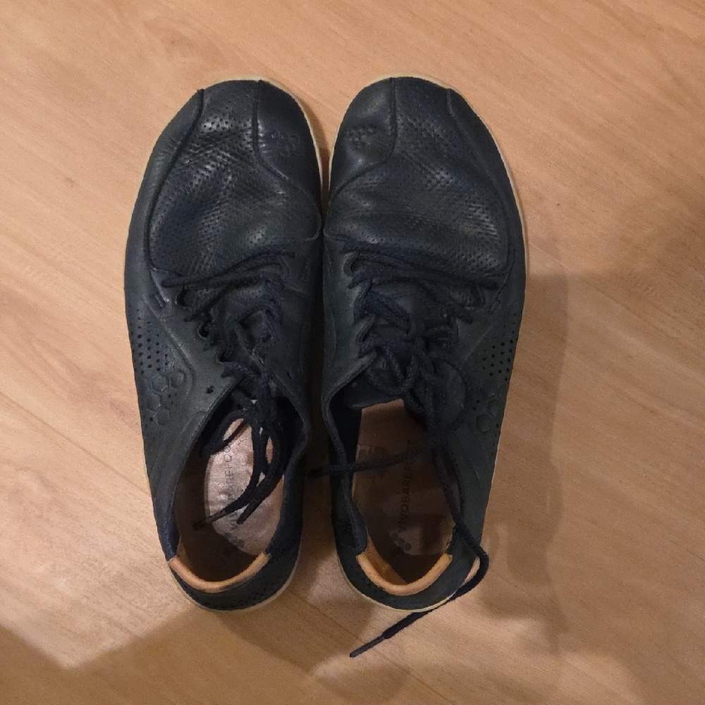 Vivo Barefoot Black Leather Oxfords for Business Wear
